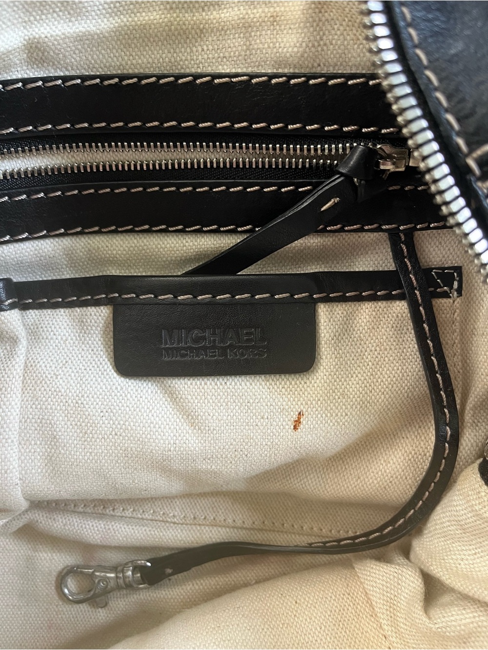 Michael Kors black leather satchel with silver detail. Pre-owned Condition-Good - Picture 6 of 8